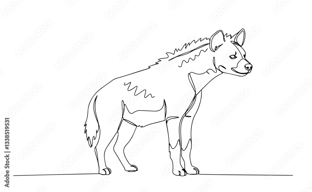 Fototapeta premium hyena standing with arched back drawn in expressive minimalist line style