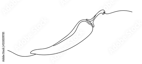 spicy chili pepper drawn in clean and bold minimalist line art style