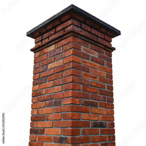 Red Brick Pillar Corner Design Element Architectural Texture, Masonry Background