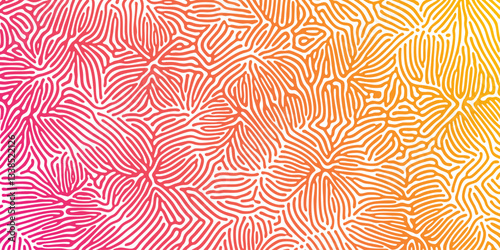 Abstract pattern background. Organic halftone background. Vector organic pattern of line and dots maze and irregular cells on pink yellow background