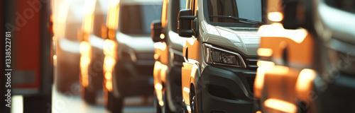 Row of Modern Cars Parked in Dealership Lot at Sunset