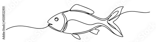 swimming fish in one line art style
