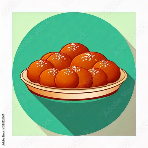 Gulab Jamun served in a bowl with an antique copper bowl and spoon, showcasing the rich, syrup-soaked Indian dessert with a traditional touch.