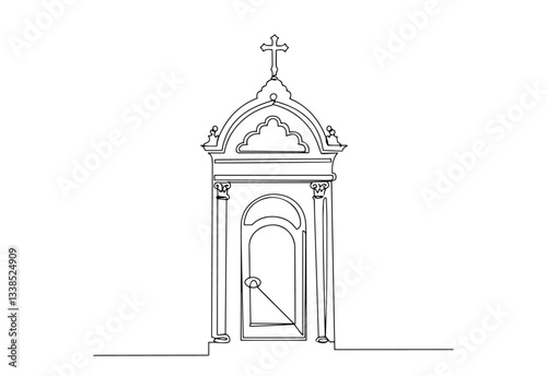 church confessional outline one line vector shape