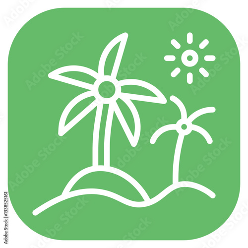 Oasis Palm Grove Vector Icon