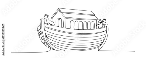 noah's ark outline one line vector shape