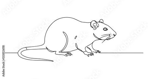 rat hand drawing one line vector monoline