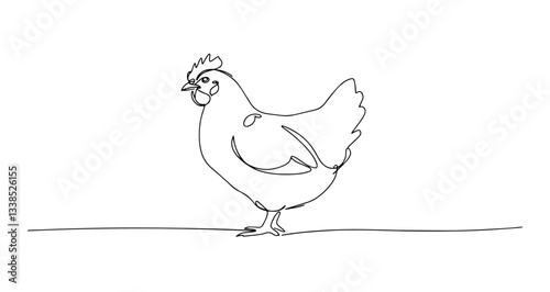 chicken hand drawing one line vector monoline