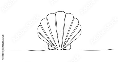 clam shell ocean seashell marine vector monoline one line line art