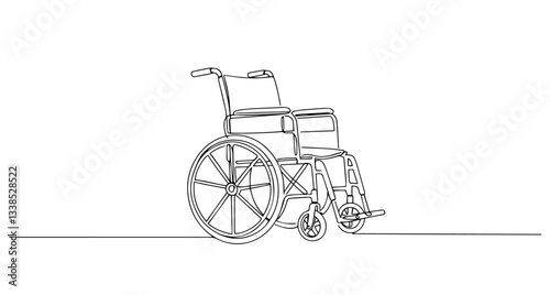 wheelchair mobility aid vector monoline one line line art sketch illustration