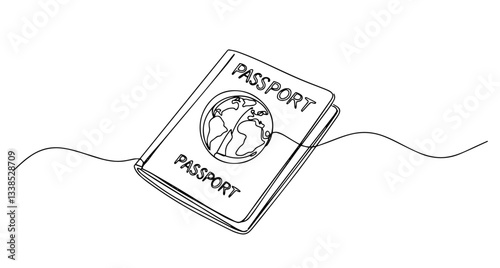 travel passport document illustration line art one line vector monoline