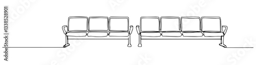 waiting area airport seats illustration line art one line vector monoline