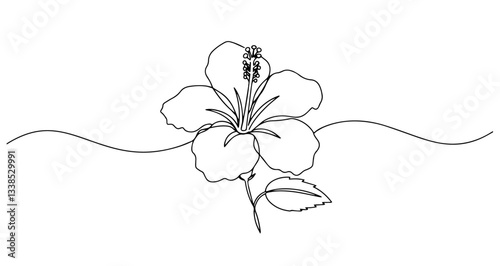 hibiscus flower vector monoline one line line art sketch illustration