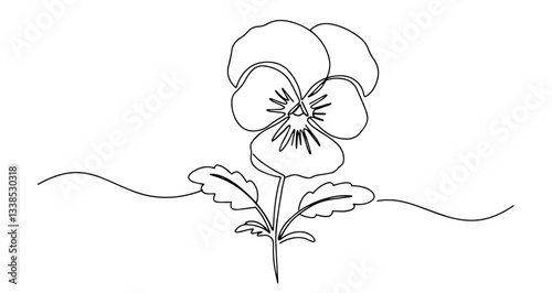 pansy flower vector monoline one line line art sketch illustration
