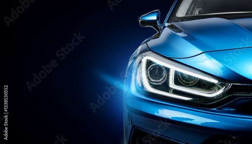 blue car on black background