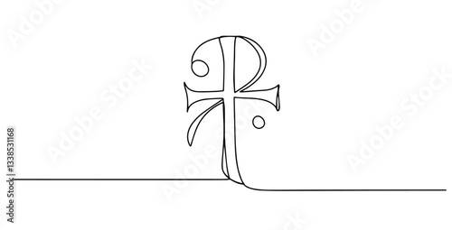 chi rho christian symbol vector monoline one line line art sketch illustration