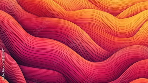Colorful Abstract Waves in Warm Shades of Red and Orange with Dynamic Flowing Lines