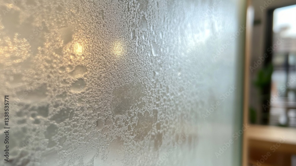 Condensation patterns on a frosted glass pane Condensation patterns on a frosted glass pane