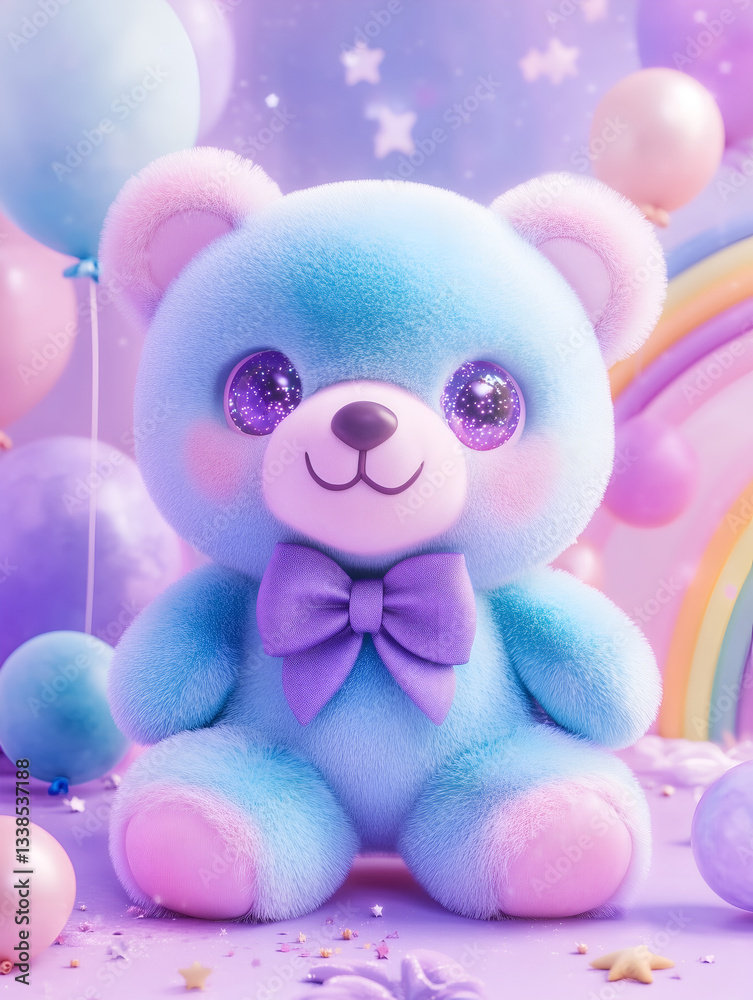 Fototapeta premium Cuddly Teddy Bear in a Whimsical Fairytale Setting
