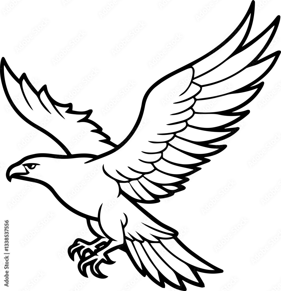 Fototapeta premium Eagle in Flight Silhouette - Vector Illustration