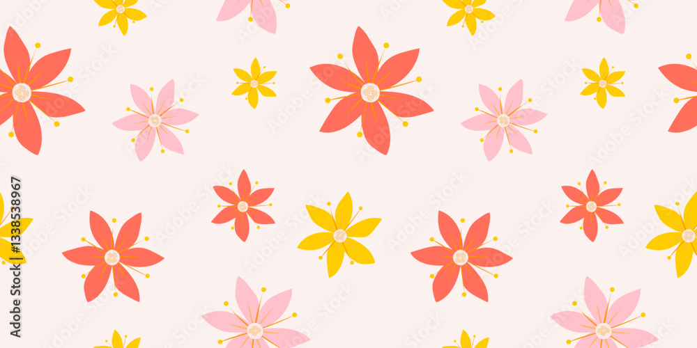 Flowers seamless pattern in hand drawn style. Vector illustration. Flowers seamless pattern in hand drawn style. Vector illustration.