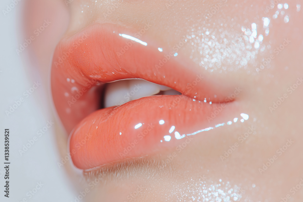 Fototapeta premium Glossy lips with a healthy shine