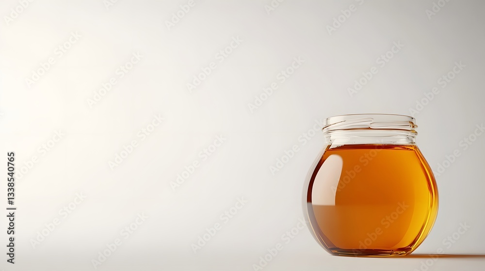 Glass Jar Filled With Golden Honey