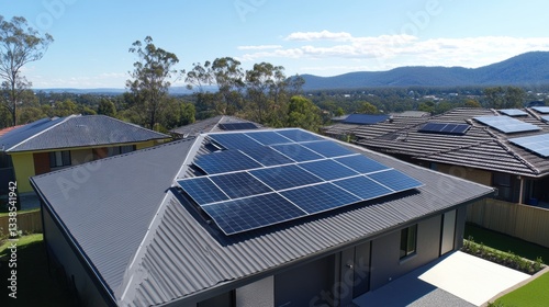 Wallpaper Mural Solar Panels Installed on Suburban House Rooftop - High Fidelity Torontodigital.ca