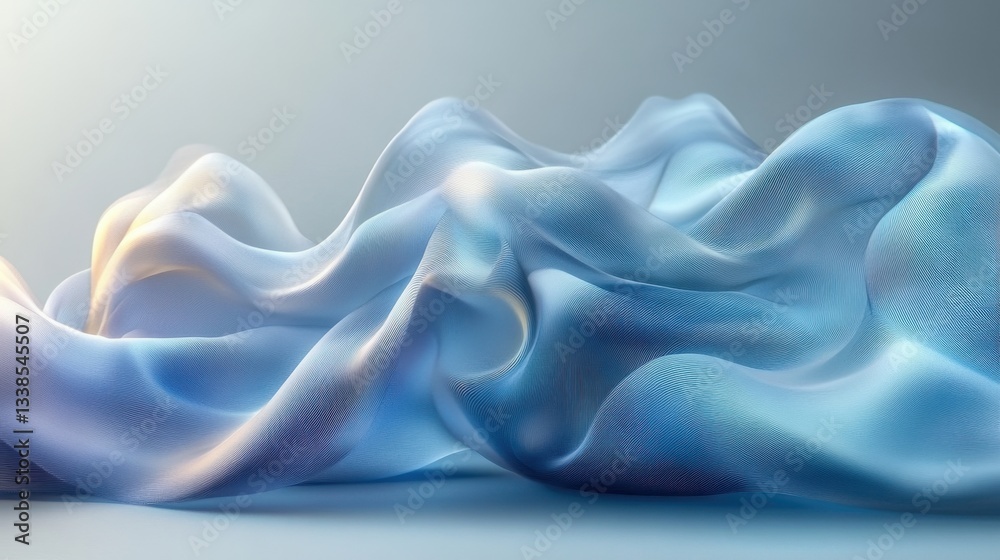 Obraz premium Abstract blue flowing fabric waves with subtle light and shadow creating a serene and calming visual texture for backgrounds