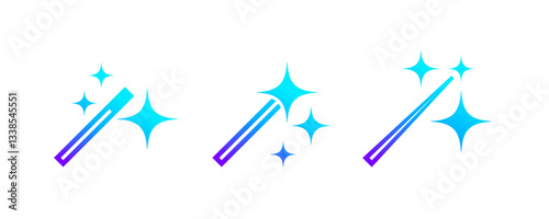 Magic wand AI assistance icons vector set for artificial intelligence chat buttons. AI generate app or AI assistant chatbot application UI button icons