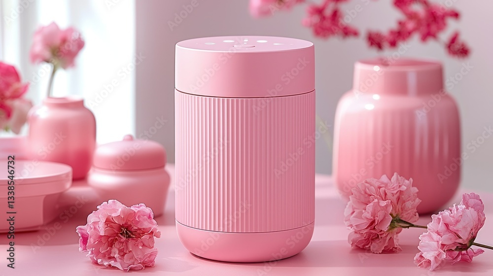 Pink Aroma Diffuser with Spring Blossoms Pink Aroma Diffuser with Spring Blossoms