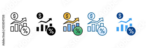 Gross Profit Icon Set Multiple Style Collection