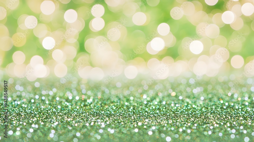 Obraz premium Sparkling Green Glitter Background Bokeh Lights