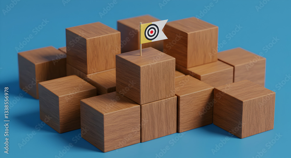 Fototapeta premium Wooden Cubes Texture Background 3D Render