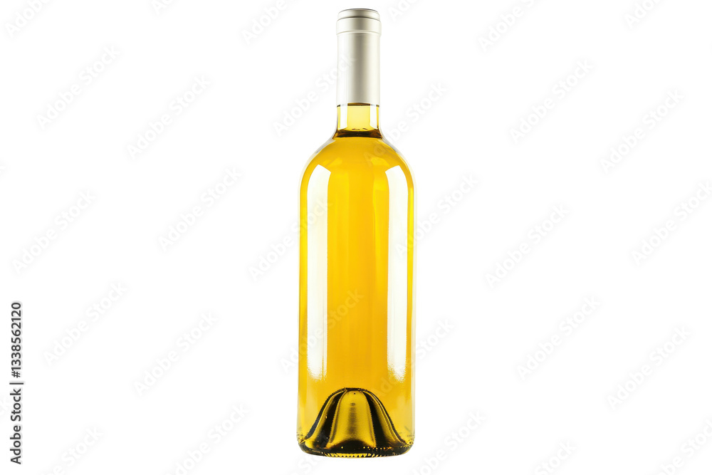 Fototapeta premium Elegant yellow wine bottle on a plain background