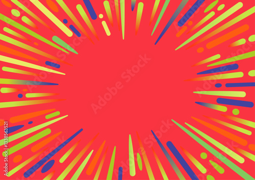 カラフルでポップな集中線のフレームB