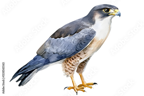 Wallpaper Mural Watercolor Illustration of Peregrine Falcon Isolated on Transparent Background Detailed Plumage and Feathers in Flight Position Torontodigital.ca