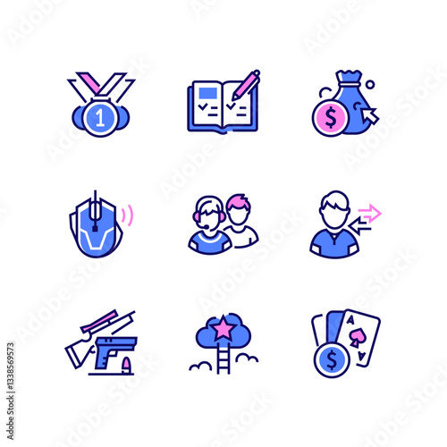 Game components - line design style icons set