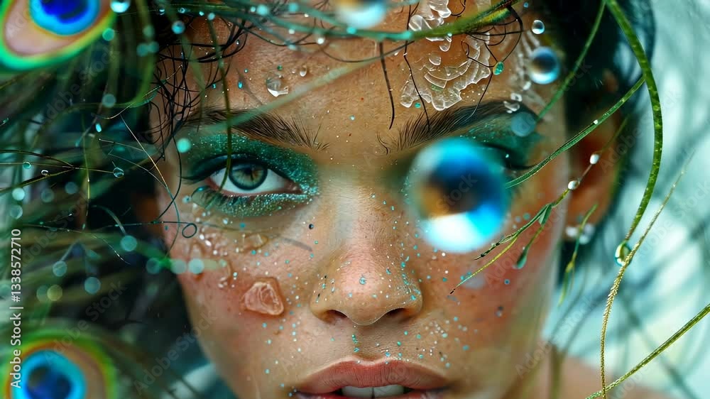Enchanted Mermaid: A Teal Dream in Feathers and Water