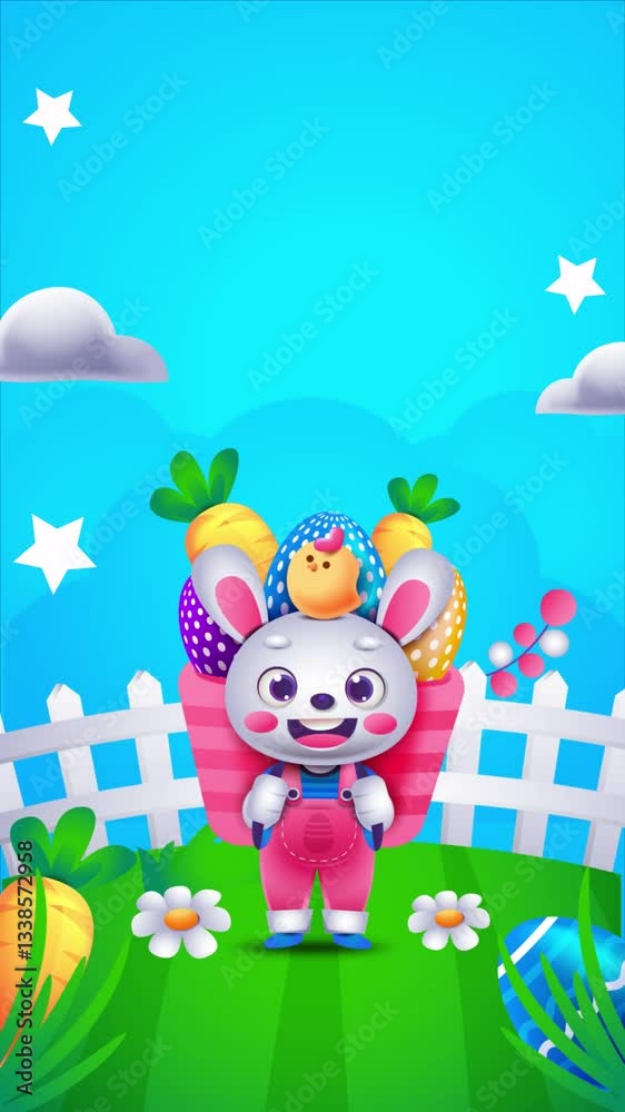 A cute and festive Easter bunny animation, adding charm to holiday-themed videos. A cute and festive Easter bunny animation, adding charm to holiday-themed videos.