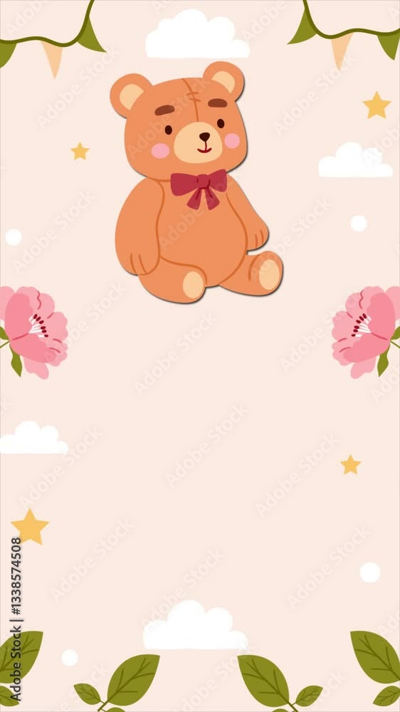 A gentle motion background featuring adorable teddy bears in a cozy, pastel setting. A gentle motion background featuring adorable teddy bears in a cozy, pastel setting.