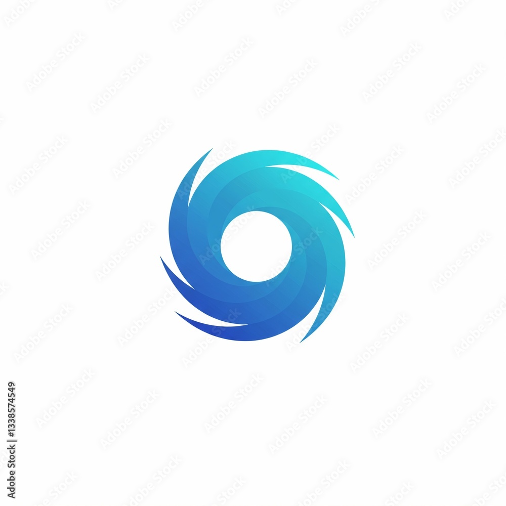 AI-generated abstract blue swirl logo design on a white background. AI-generated abstract blue swirl logo design on a white background.