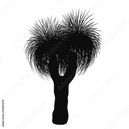 Wallpaper Mural Xanthorrhoea tree vector outline silhouette isolated illustration. The Grass tree, native Australian endemic flora element Torontodigital.ca