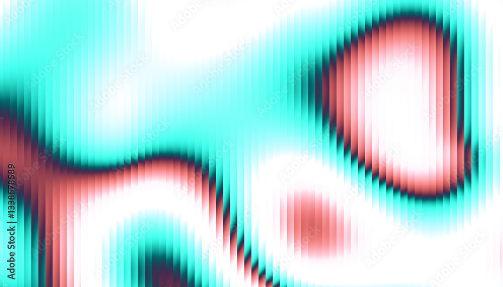 Fototapeta premium Fractal Glass Gradient Texture. Reed vertical lines patterned glass, overlay with transparent background. Universal teal and pink stylish gradient