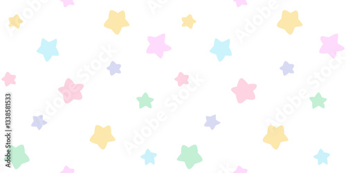 Seamless pattern with colorful star cartoon and fabric pattern for kids on white background.