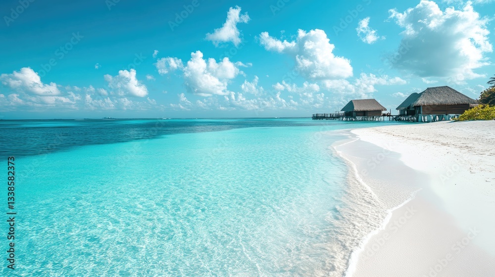 Fototapeta premium Serene Tropical Beach with Crystal Clear Water and Blue Sky