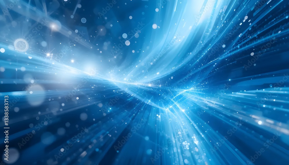 Obraz premium Abstract Blue Light Streaks and Particle Background