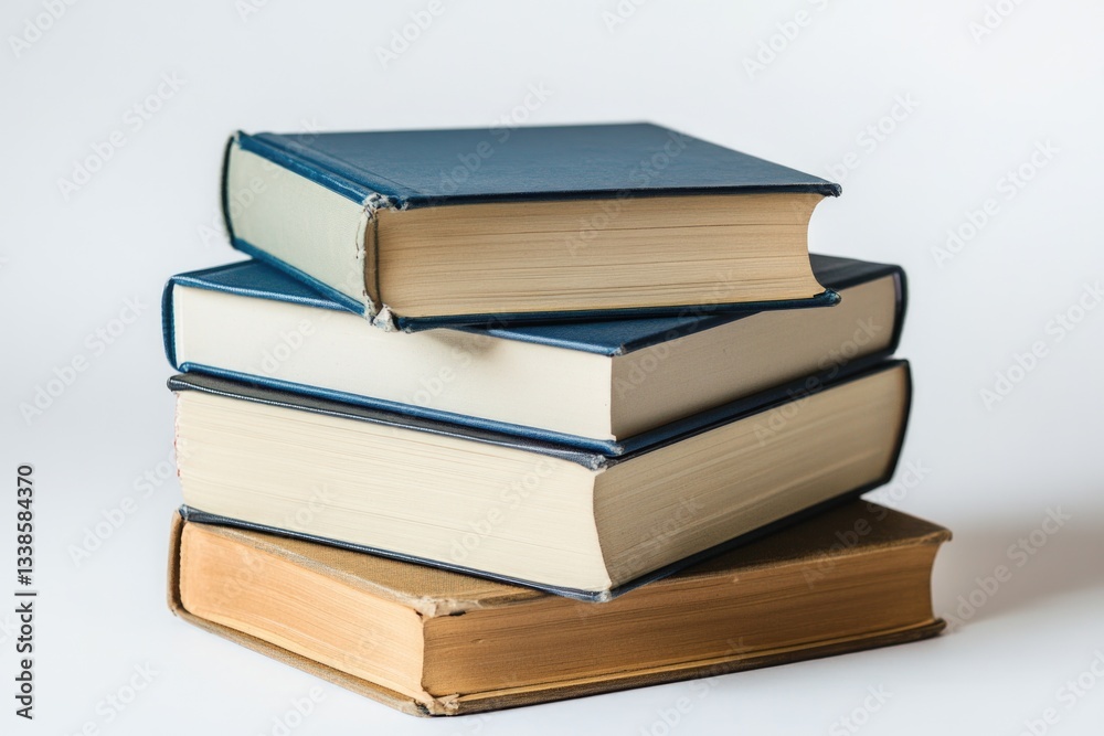 A collection of books stacked on top of each other, great for educational or literary concepts A collection of books stacked on top of each other, great for educational or literary concepts