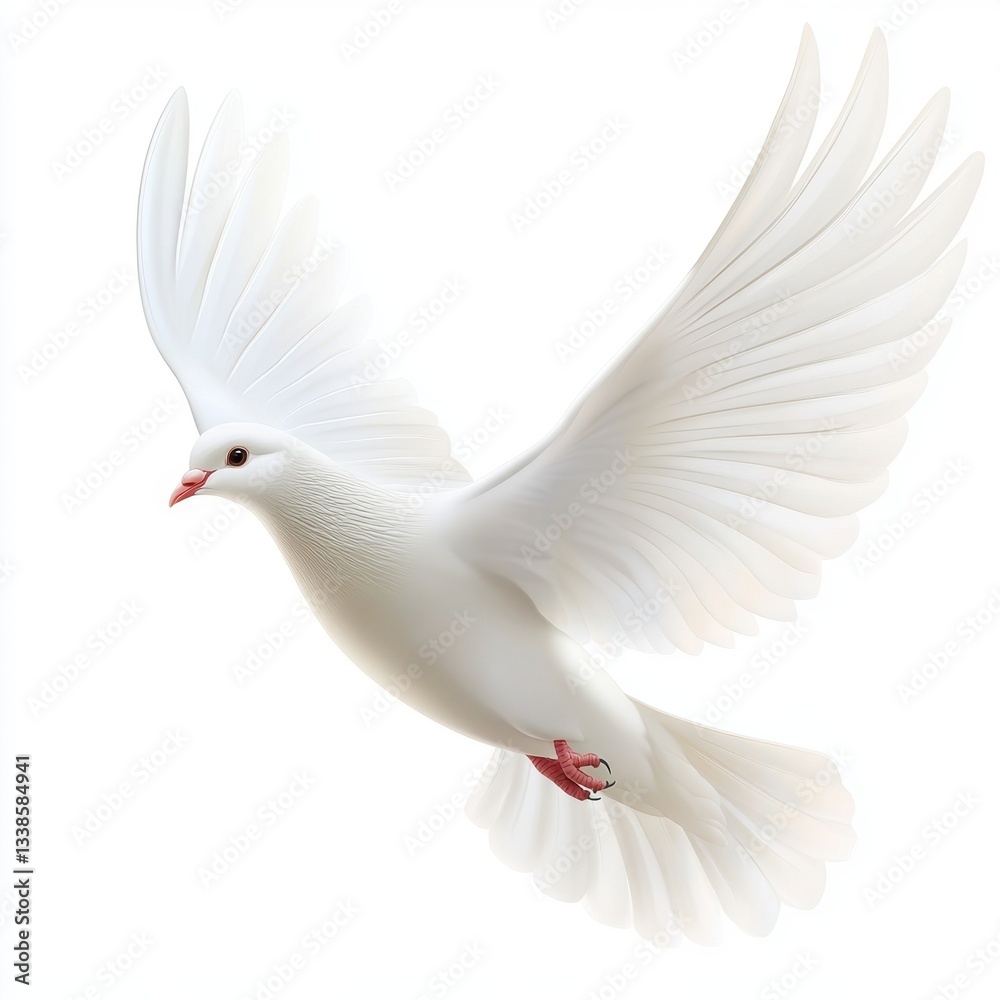 Graceful white dove in flight against a bright background symbol of peace freedom and hope with beautiful wings and feathers Graceful white dove in flight against a bright background symbol of peace freedom and hope with beautiful wings and feathers