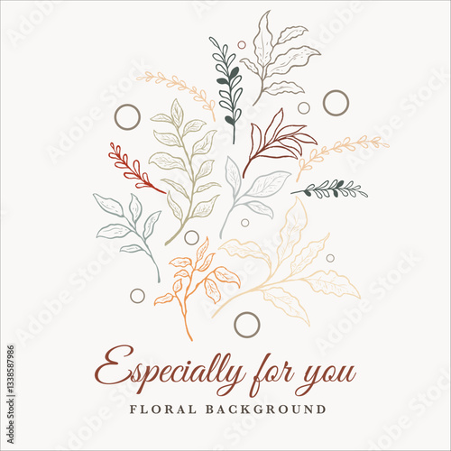 hand drawn leave floral background
